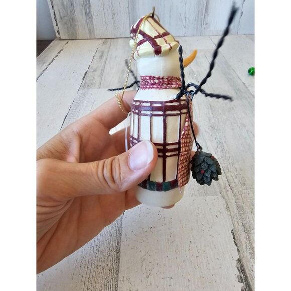 snowman holly star ornament plaid xmas tree - Picture 4 of 7